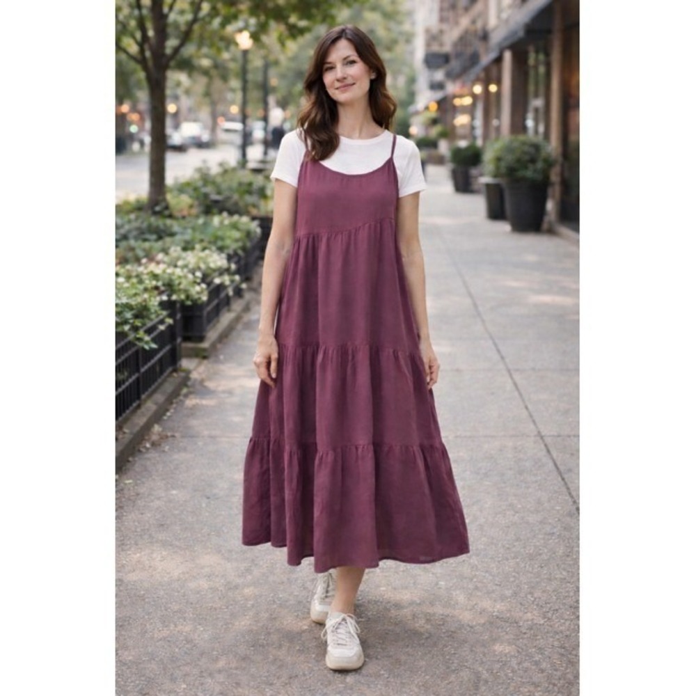 Vintage SZ LG Babydoll Soft Girl Cottagecore Romantic Minimalist Midi Dress - Picture 2 of 6